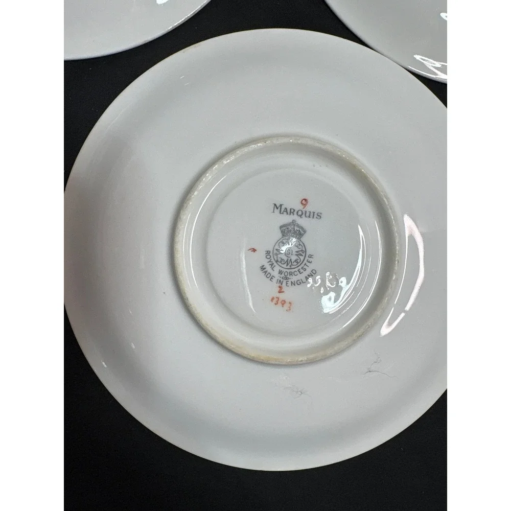 Royal Worcester Marquis Saucers Set‎ (12) Floral Design Fine Bone China England